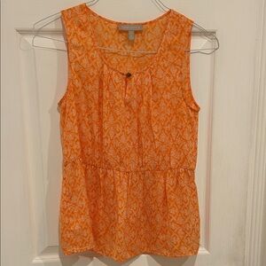 Banana Republic Orange and White Sleeveless Blouse, small